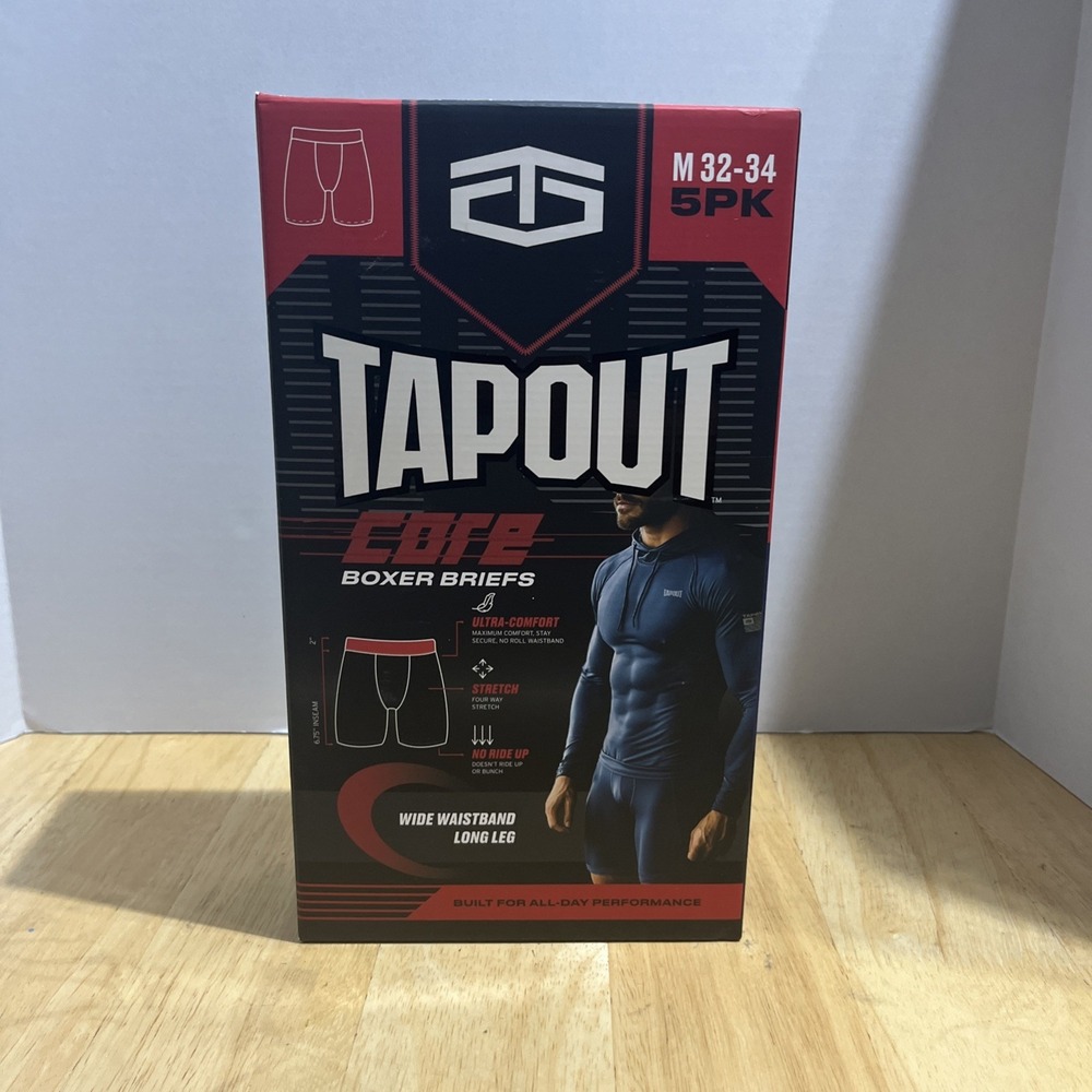 Tapout Core Boxer Briefs Men Medium 5-Pack Athletic Performance Stretch‎